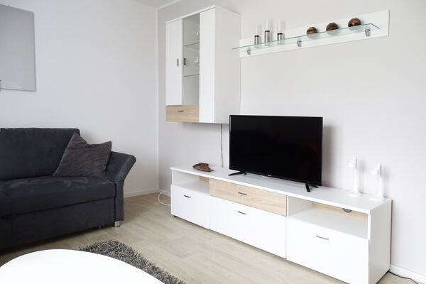 Das Wohnzimmer unserer Gästewohnung